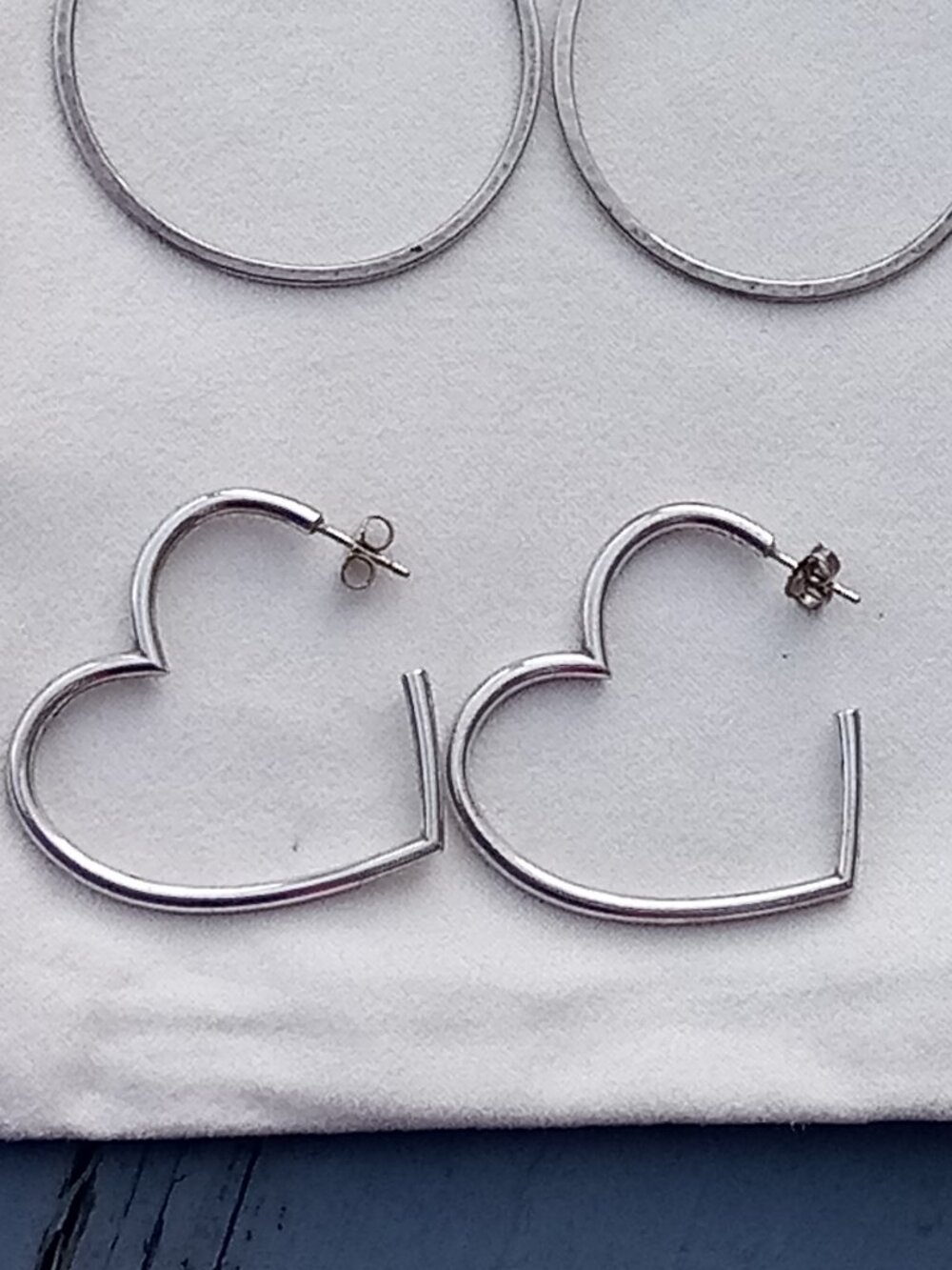 James Avery Sterling Silver Heart Hoop Earrings Large 1 1/2" long
